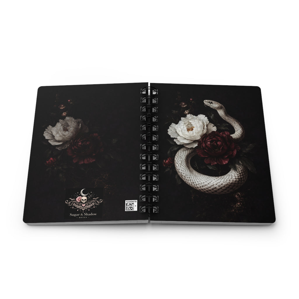 Gothic Snake & Dark Floral Notebook | Poison Garden Aesthetic Journal | Dark Romance, Witchy, Moody Art Spiral Notebook