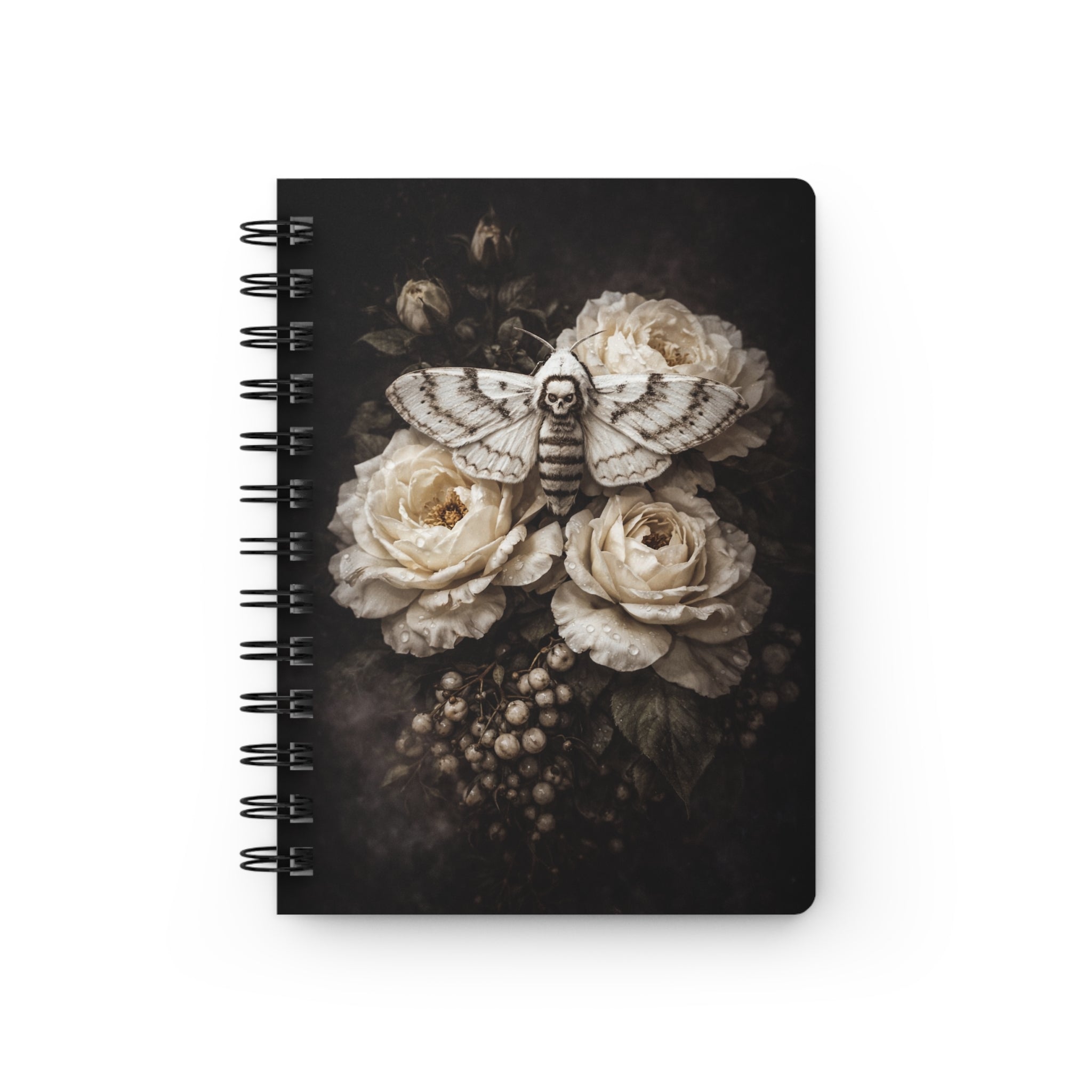 Nocturne Bloom Skull Moth Journal | Dark Floral Gothic Notebook | Vintage Rose Aesthetic