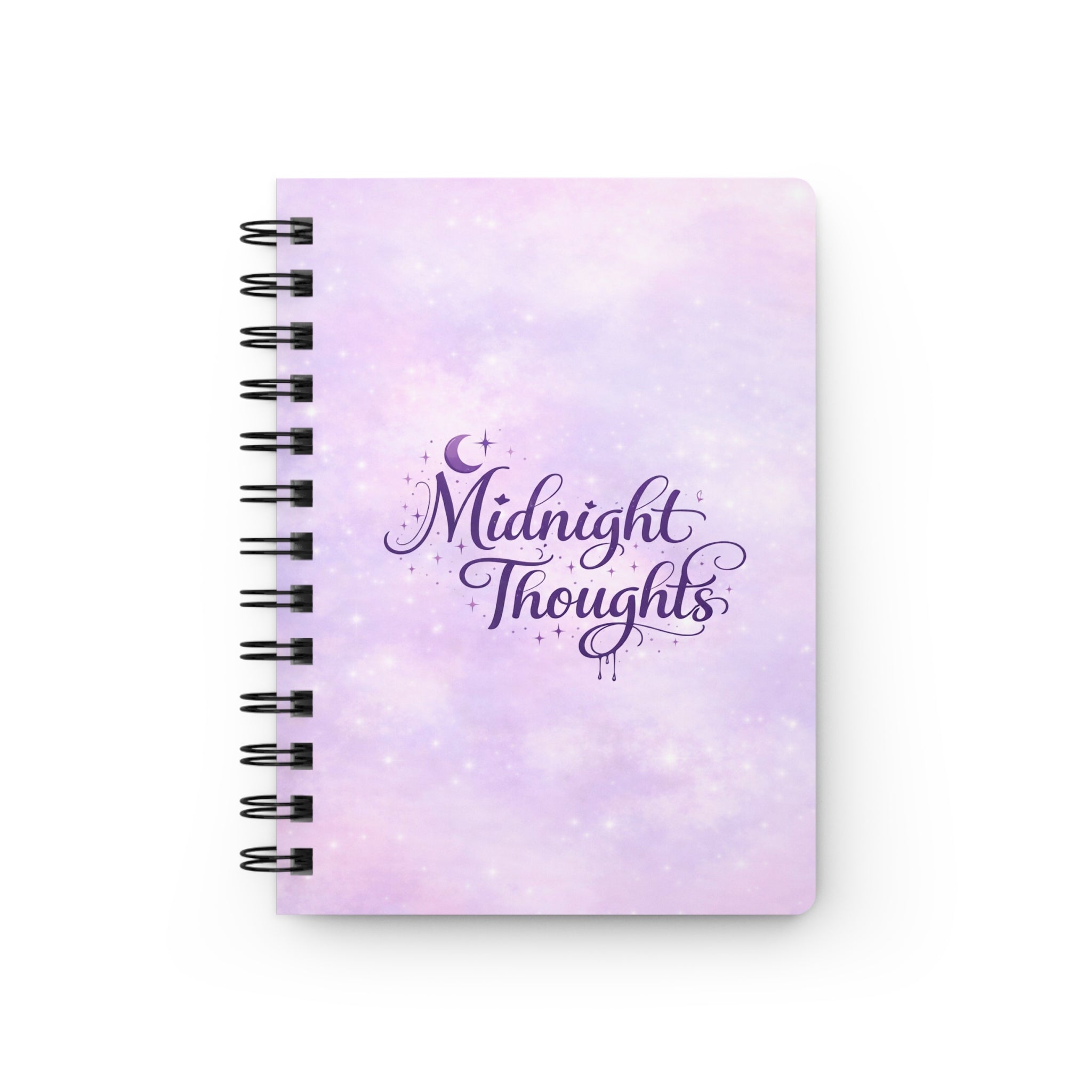 Midnight Thoughts Spiral Journal | purple galaxy notebook, cosmic writing journal