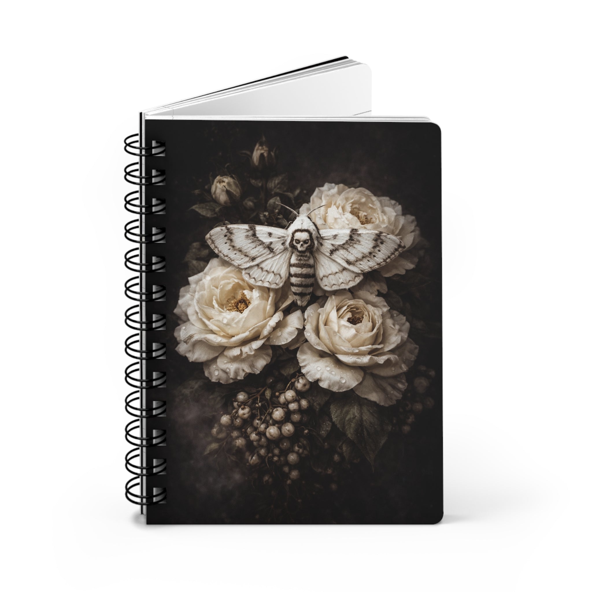 Nocturne Bloom Skull Moth Journal | Dark Floral Gothic Notebook | Vintage Rose Aesthetic
