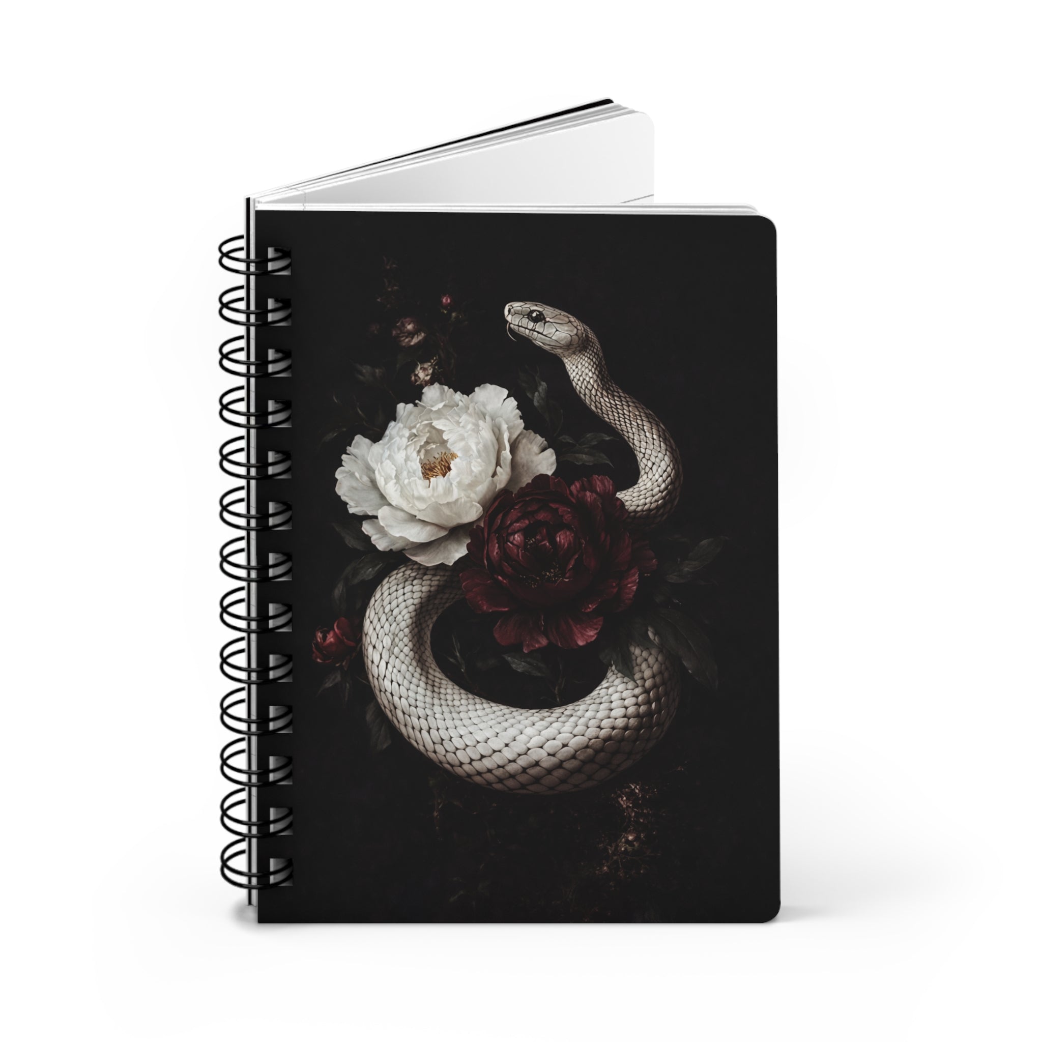 Gothic Snake & Dark Floral Notebook | Poison Garden Aesthetic Journal | Dark Romance, Witchy, Moody Art Spiral Notebook
