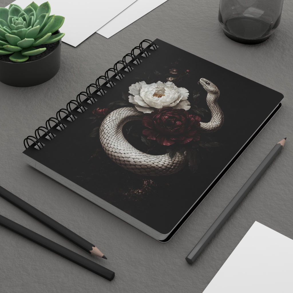Gothic Snake & Dark Floral Notebook | Poison Garden Aesthetic Journal | Dark Romance, Witchy, Moody Art Spiral Notebook