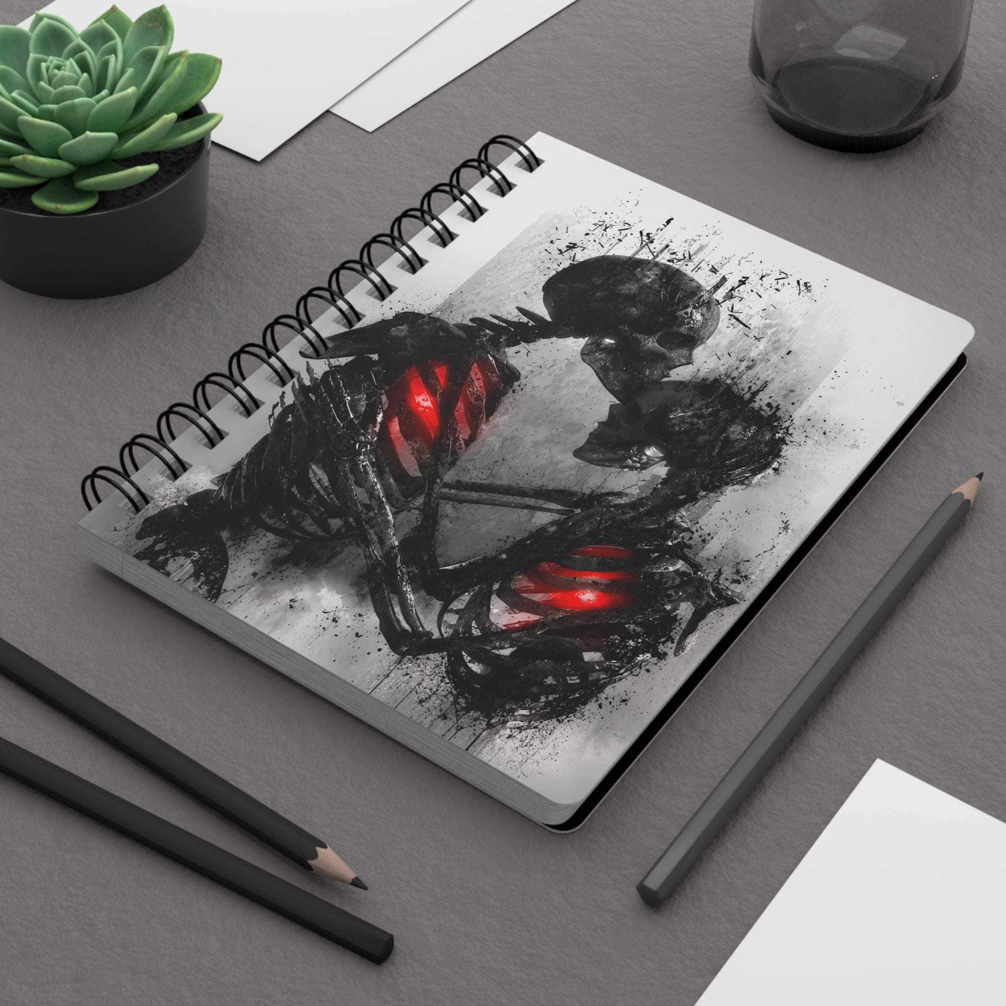 Eternal Love Skeleton Journal | Gothic Dark Romance Notebook | Red Heart Aesthetic