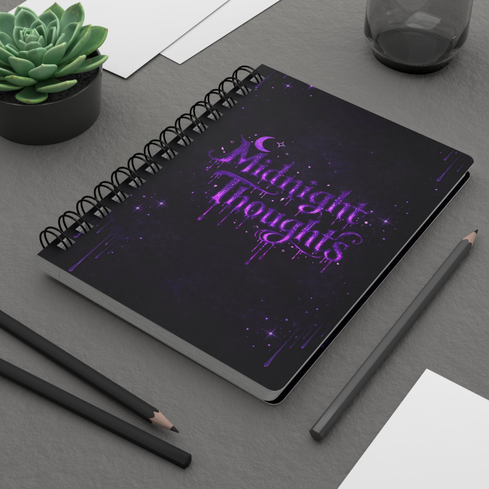 Midnight Thoughts journal | Spiral Bound Notebook, Purple Gothic Moon Design