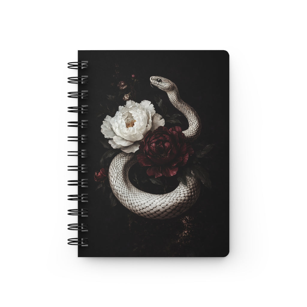 Gothic Snake & Dark Floral Notebook | Poison Garden Aesthetic Journal | Dark Romance, Witchy, Moody Art Spiral Notebook
