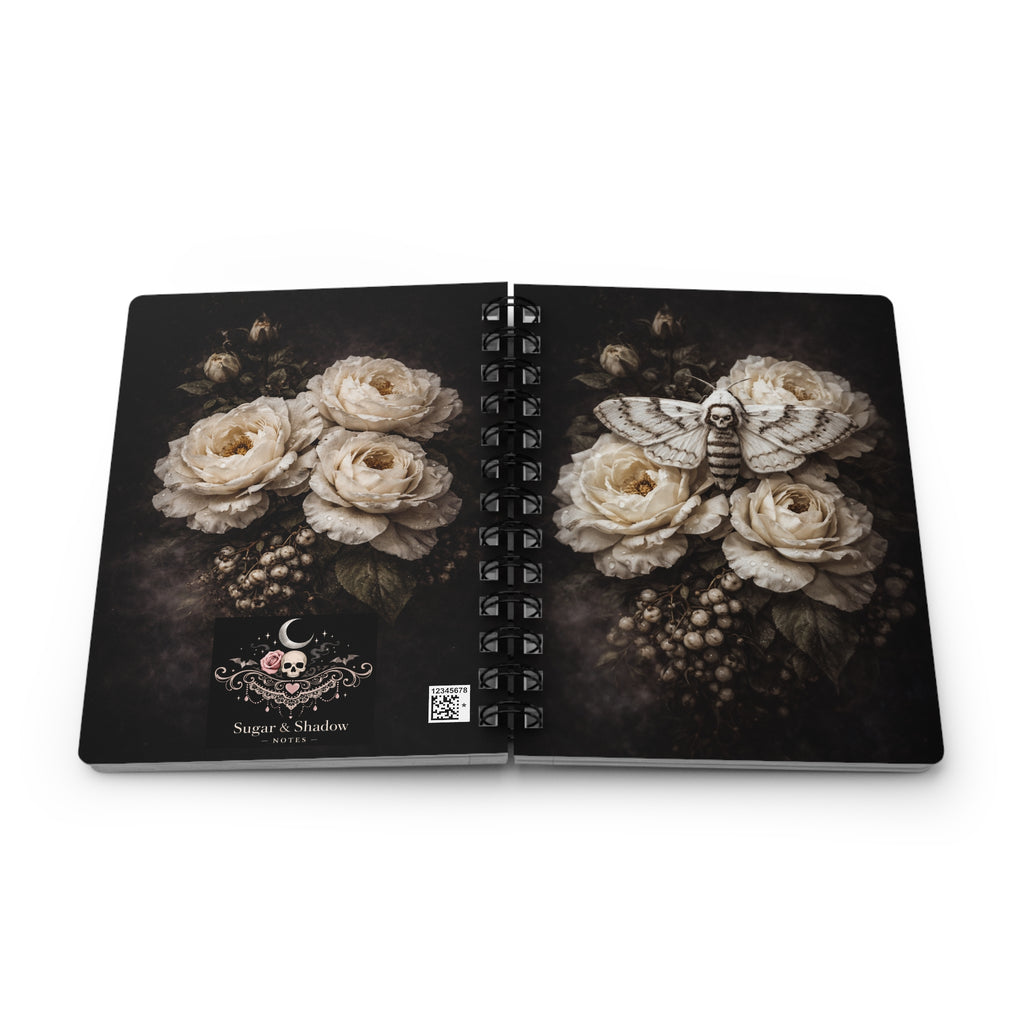 Nocturne Bloom Skull Moth Journal | Dark Floral Gothic Notebook | Vintage Rose Aesthetic