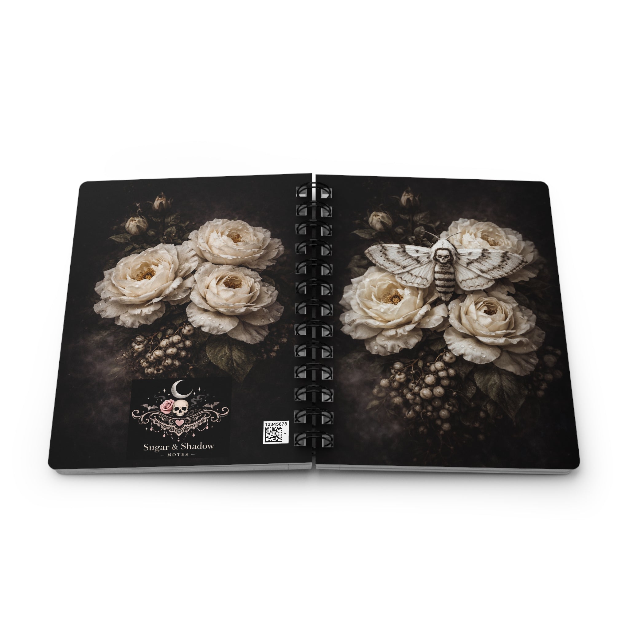 Nocturne Bloom Skull Moth Journal | Dark Floral Gothic Notebook | Vintage Rose Aesthetic