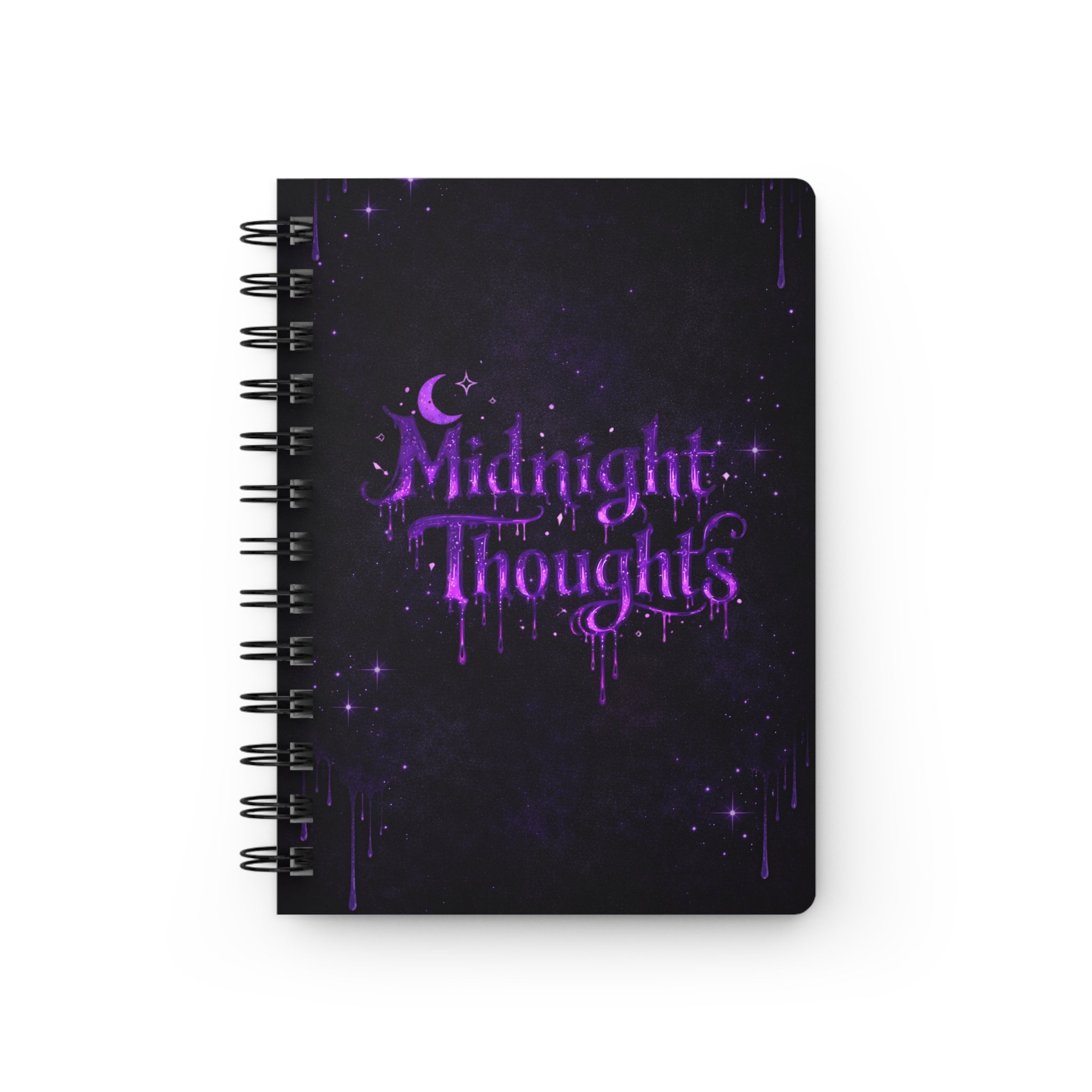 Midnight Thoughts journal | Spiral Bound Notebook, Purple Gothic Moon Design